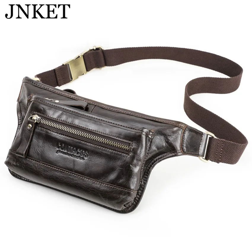 

JNKET Fashion Men's Cow Leather Chest Bag Waterproof Shoulder Bag Waist Bag Multifunctional Crossbody Bags