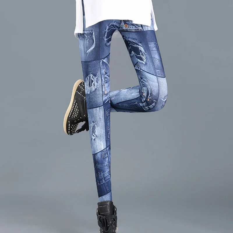 Women Leggings Print High Elastic Skinny Fitness Legging Spring Summer Buterfly Women Sexy Jegging Denim Push Up Pants