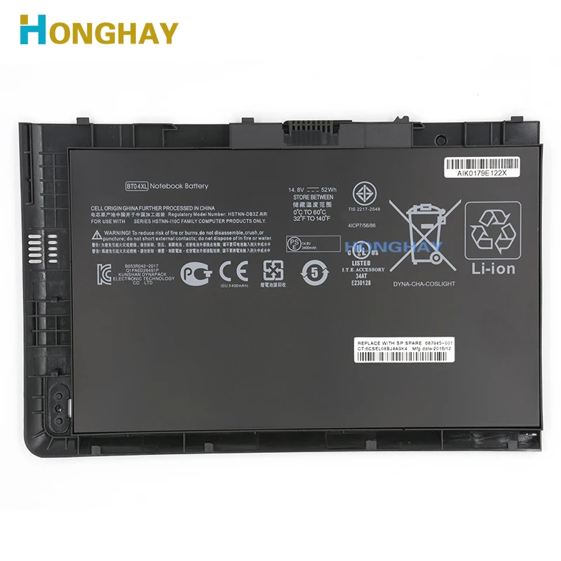 HONGHAY BT04XL Laptop Battery for HP EliteBook Folio 9470M 9480M Series HSTNN-IB3Z HSTNN-DB3Z HSTNN-I10C BA06 687517-1C1