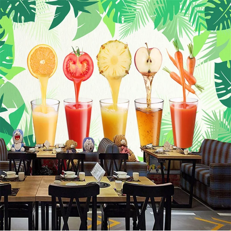 wellyu Customized large mural 3d wallpaper vegetable juice restaurant background living room bedroom background wallpaper