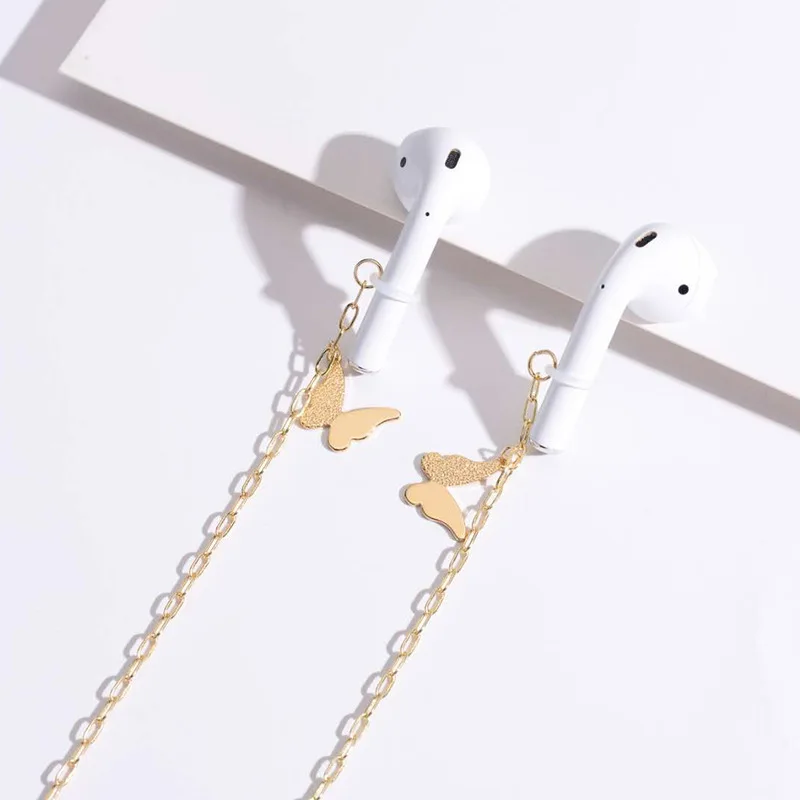 Bluetooth Headset Anti-lost necklace for Airpods Wireless Headset Earring Star butterfly Long necklace