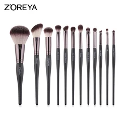 ZOREYA Black Makeup Brushes Set Eyebrow Eyelash Powder Synthetic Foundation Brushes Make Up Brushes Cosmetics Beauty maquillaje