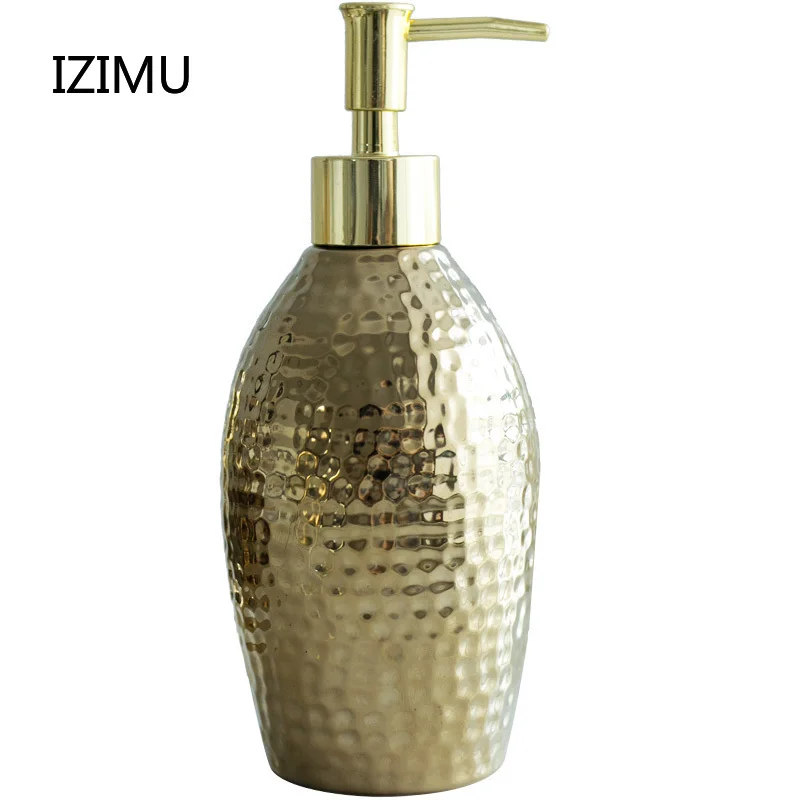 IZIMU Nordic Lxury Ceramic Toiletries Gargle Brushing Cup Golden Bathroom Five-piece Set Toilet Bathroom Soap Dispenser Set