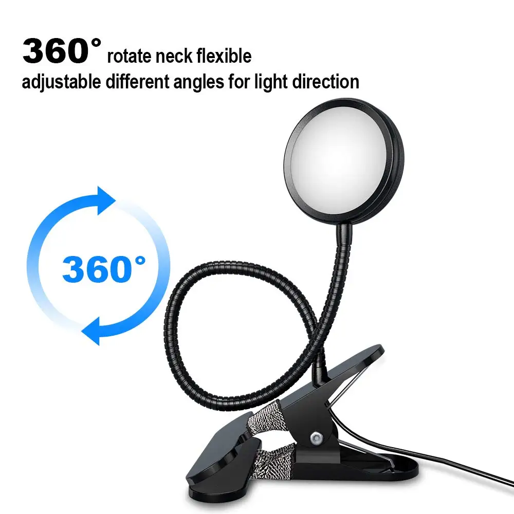 كتاب ضوء العين المحمية USB Led مشبك صغير على لمبة مكتب مرنة Gooseneck ليلة أضواء داخلية القراءة مصباح اللوح الأمامي للسرير