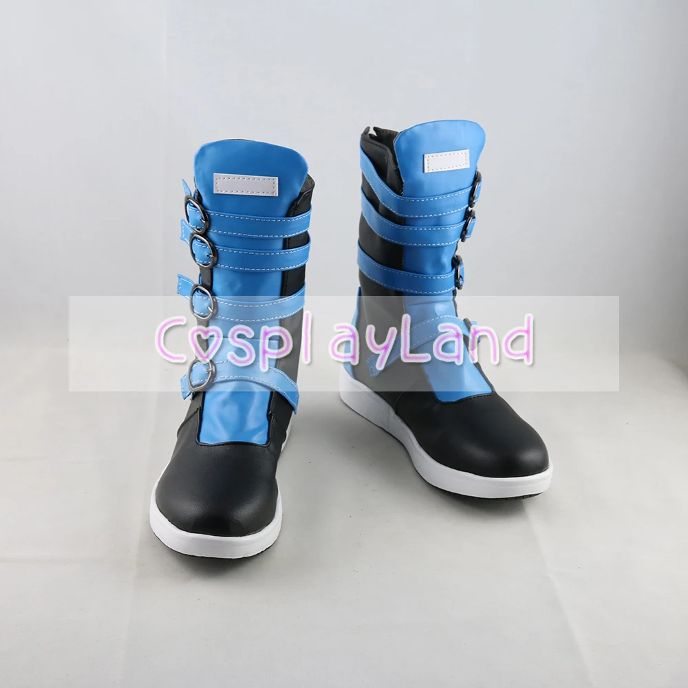 Twisted Wonderland Idia Shroud Cosplay Boots Shoes Blue Men Costume Customized Accessories Halloween Party Shoes
