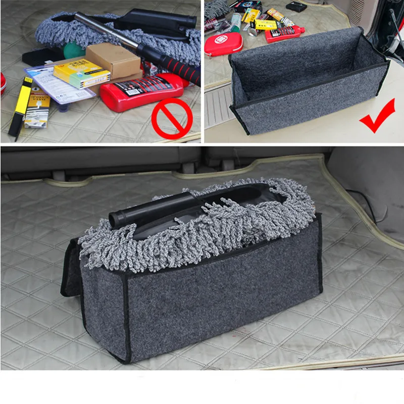 Car Storage Travel Bag Soft Woolen Felt Car Trunk Organizer Car Storage Box Bag Fireproof Stowing Tidying Package Blanket Tool