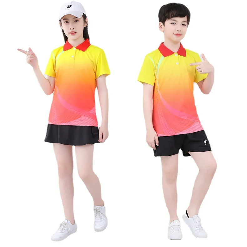 Kid BadmintonShort sleeve Shirt Shorts Girls Tennis Shirt Skirt Sets Boys Ping Pong Child Volleyball Kits Sportswear Clothing