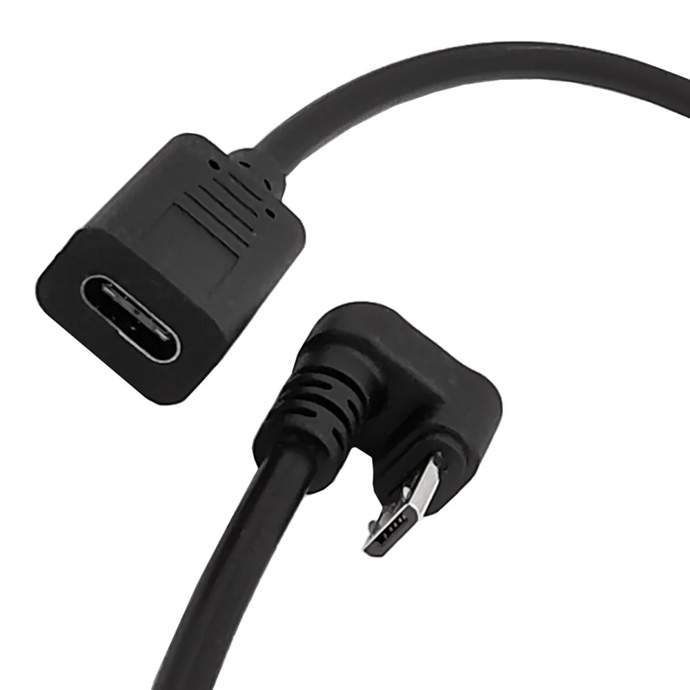 Cable adaptador de datos de 180 m/30cm, Micro usb de ángulo ascendente de 3,1 grados, USB 0,3 tipo C hembra a Micro USB macho, convertidor de carga de USB-C