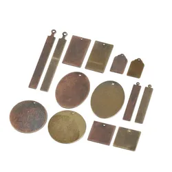 5pcs Antique Bronze Brass Blank Stamping Tag Pendants Metal Alphabet Letter Stamps Tags for Jewelry Necklace Making F70