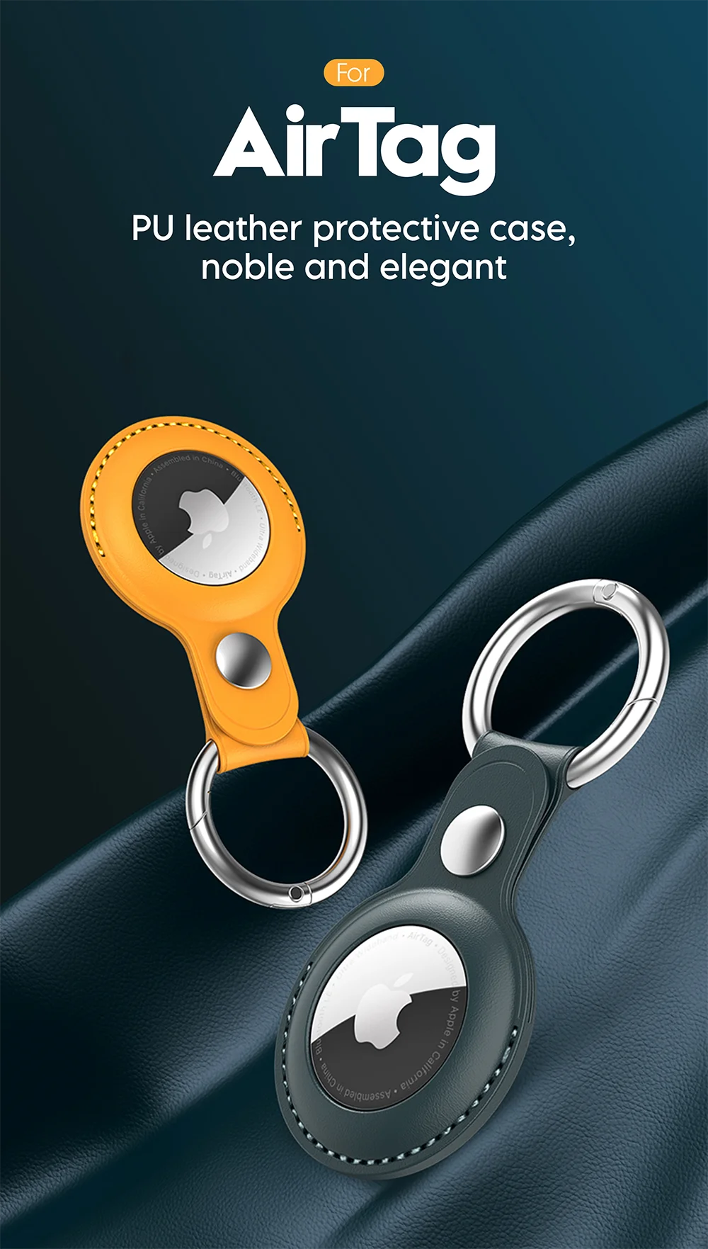 Vothoon PU-Lederhülle für Apple Airtag, Schutzhülle für Apple Locator Tracker, Anti-Verlust-Gerät, Schlüsselanhänger – Detail 1