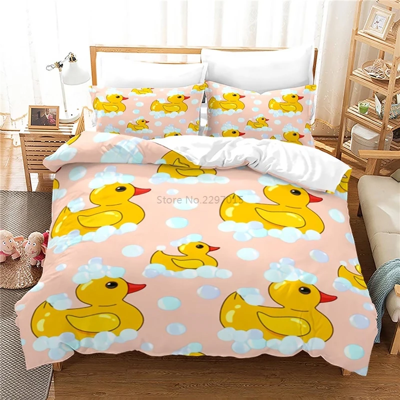 Cute Little Yellow Duck 3D Bedding Set Print Duvet Cover Set with Pillowcase Home Textile Twin Full Queen King Size Bed Sets