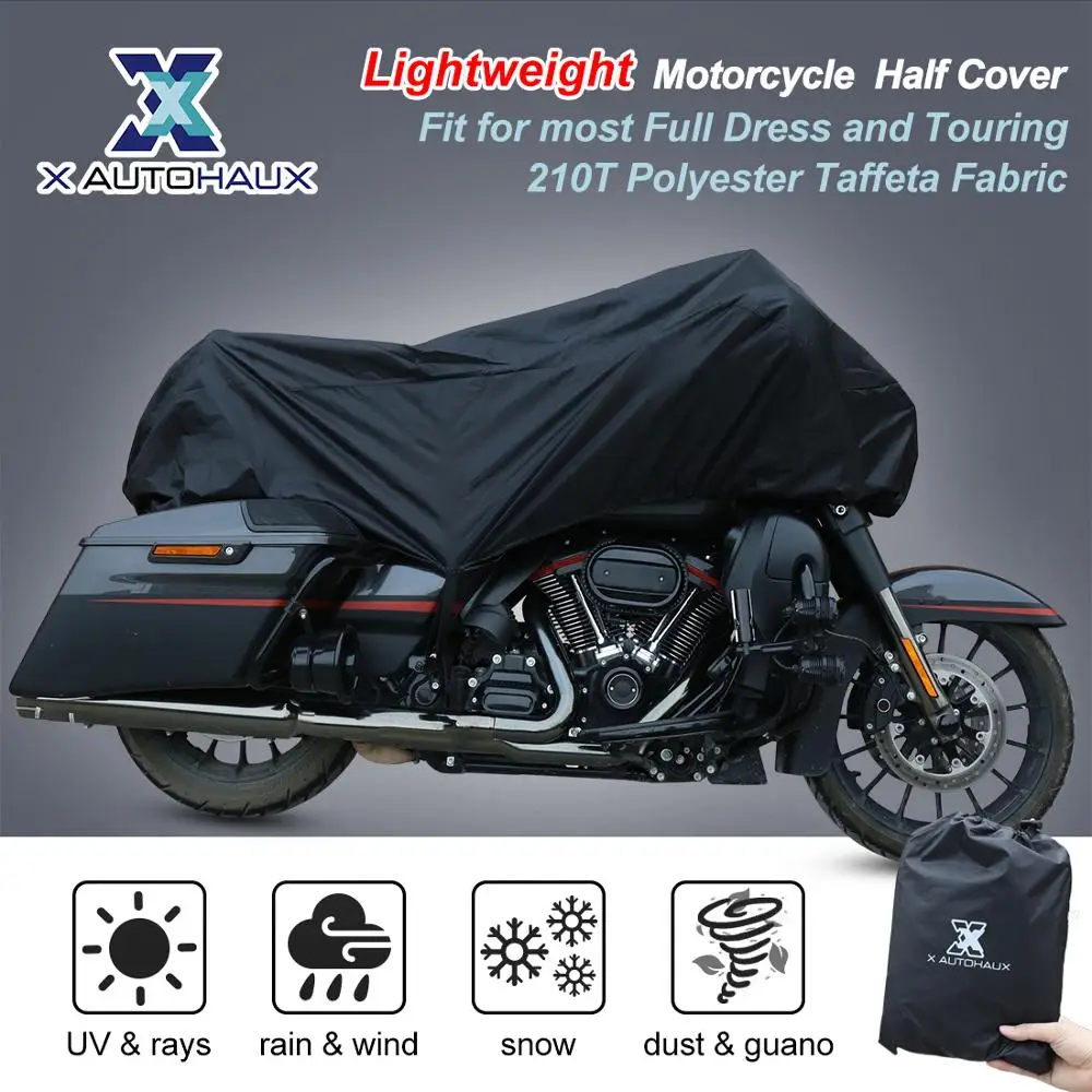 X AUTOHAUX  Motorcycle Half Cover 210T Universal All Season Waterproof Dustproof Rain Dust UV Protector Motorcycle Bike