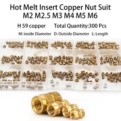 Hot Melt Insert Copper Nut Suit SL-type Double Twill Knurled Injection Brass Nut Suit Heating Molding Copper Thread Inset Nut