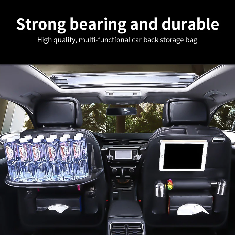 Car Back Seat Organizer Storage Bag Car Accessories Interior Storage Car Back Seat Bag Goods With Foldable Table Net In Trunk