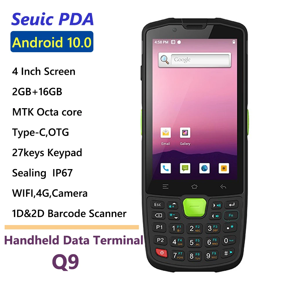 Seuic AUTOID Q9C X3 Barcode Scanner PDA 4 Inch Android 10.0 Handheld Terminal RFID IP67 Waterproof Data Collector 4G WIFI 13MP