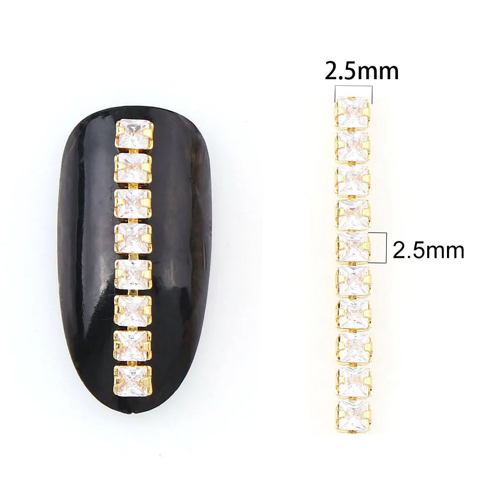 10cm High Quality Zircon Rhinestone Chain Gold Bottom Shiny Crystal Close/Sparse Chain Jewelry Accessories DIY Nail Decoration