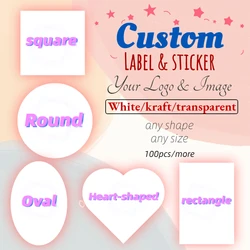 Adesivos personalizados iele, 100 peças, logotipos personalizados, aniversários de casamento, batismo, design personalizados, adesivos personalizados