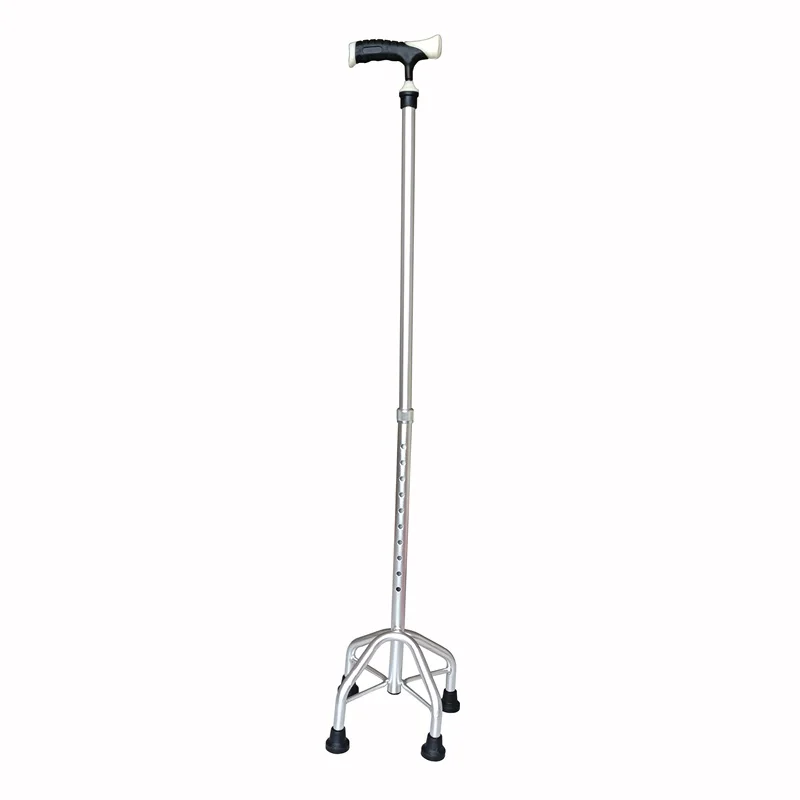 Aluminum Alloy Elderly Cane Four Leg Crutch Walking Stick The Elderly Walking Stick ABS Non-slip Foot Pad 10  Height  Ajustable