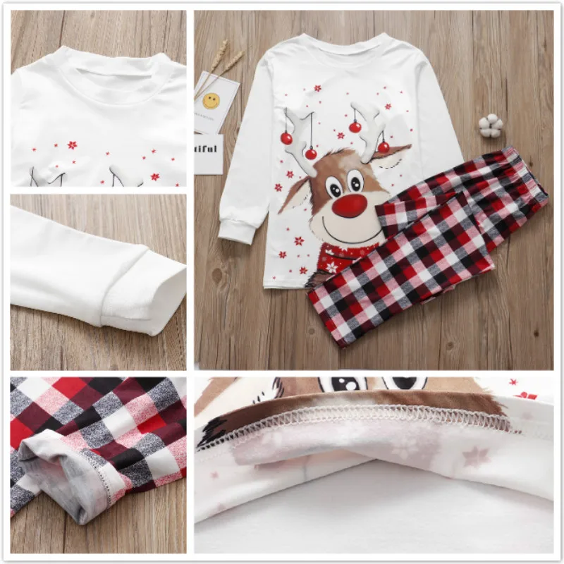 2022 família natal pijamas conjunto veados adulto mulher pai menina crianças roupas de natal pijamas roupa combinando top + calças