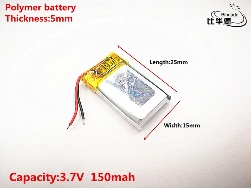 Akumulator litrowy dobrej jakości 3,7 V, 150 mAH, 501525 Polimerowy akumulator litowo-jonowy / litowo-jonowy do zabawek, POWER BANK, GPS, mp3, mp4
