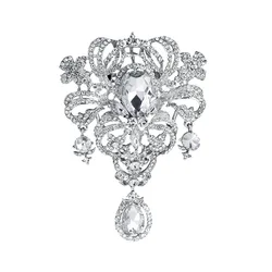 WEIMANJINGDIAN Brand Shiny Crystal Rhinestone Large Drop Brooches for Wedding Bouquets