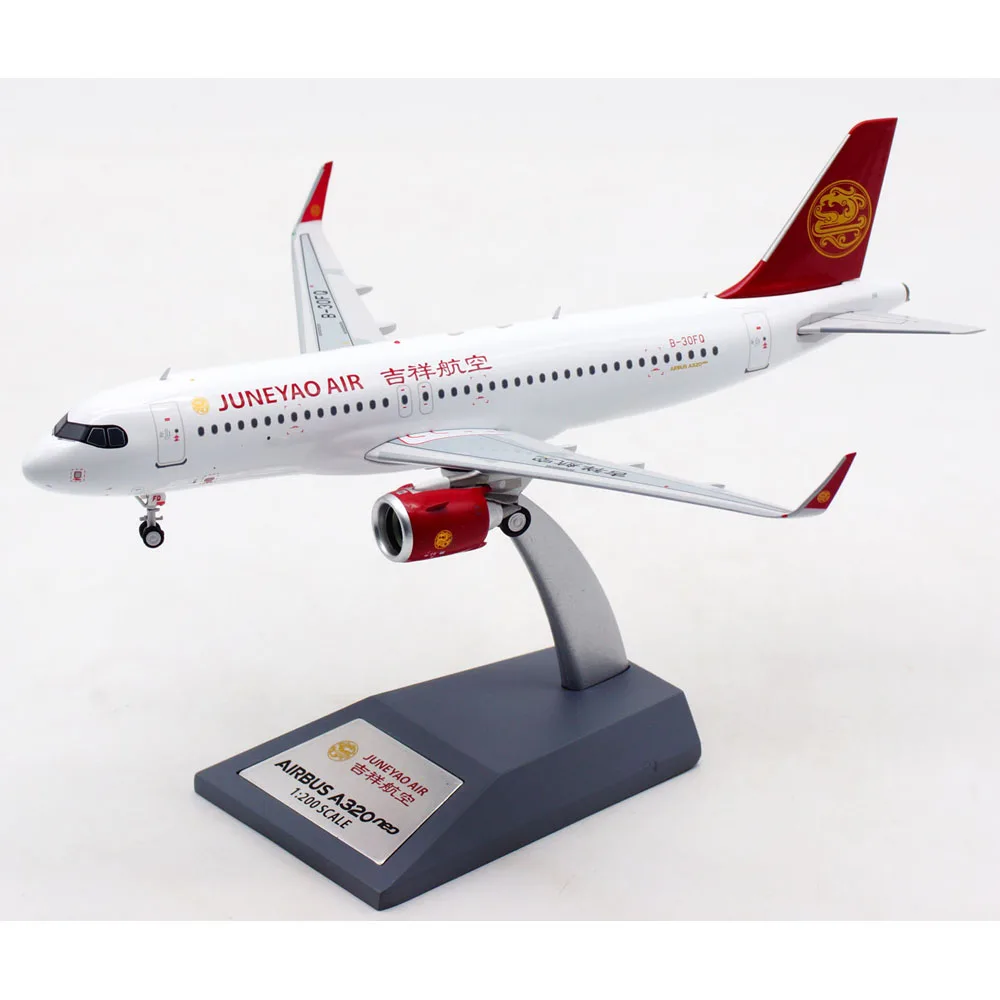 1:200 Alloy Collectible Plane Gift Aviation AV2029 JUNEYAO AIR Airbus A320NEO Diecast Aircraft JET Model B-30FQ With Stand