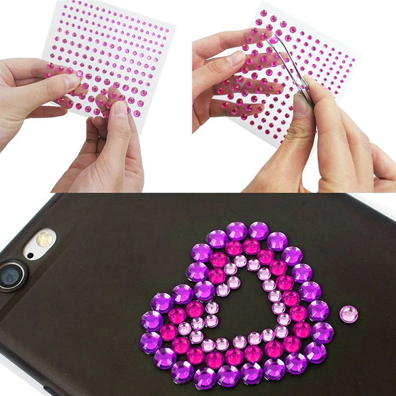 3440Pcs Rhinestone Stickers Self Adhesive Colorful Gem Stickers 3 Size 20 Sheets Gemstone for DIY Face Decor Crafts Nail Makeup