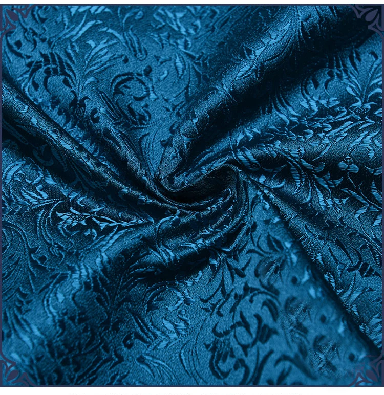 75x50cm blue floral style damask silk satin brocade jacquard fabric costume upholstery furniture curtain clothing material image 3