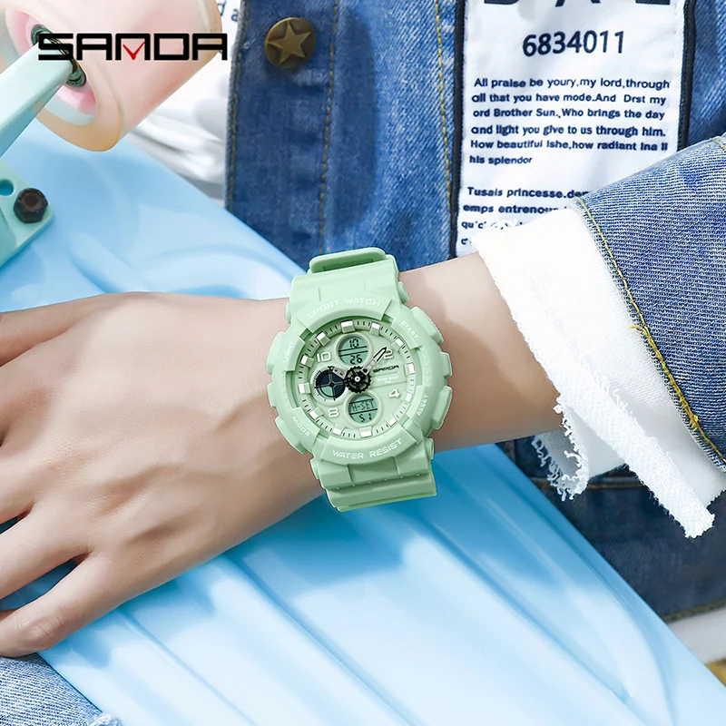 SANDA New Luxury Women Sport Digital Watch Multifunction Waterproof Watches Digital Ladies Clock Casual Relogio Feminino 6027