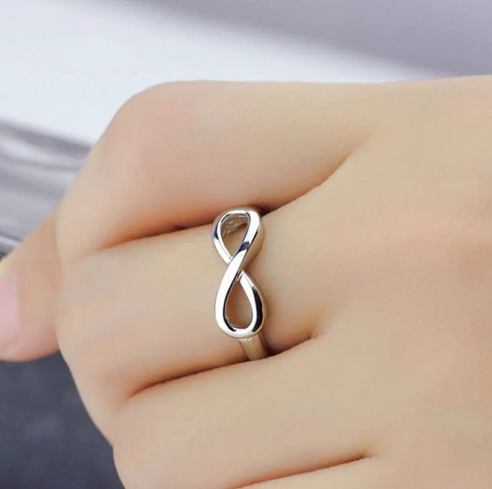 Fashion Silver color filled Ring Infinity Eternity Endless Love Gift Rings for Women Wedding Jewelry gift Anillos Mujer