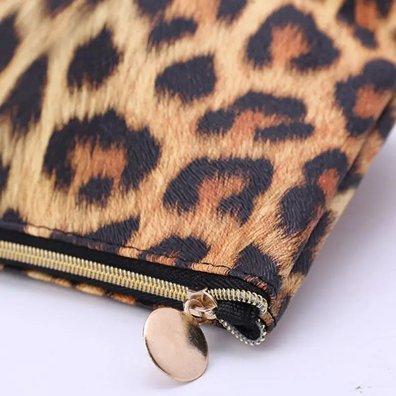 Neceser de viaje con estampado de leopardo, estuche de maquillaje, organizador de aseo, LX9F