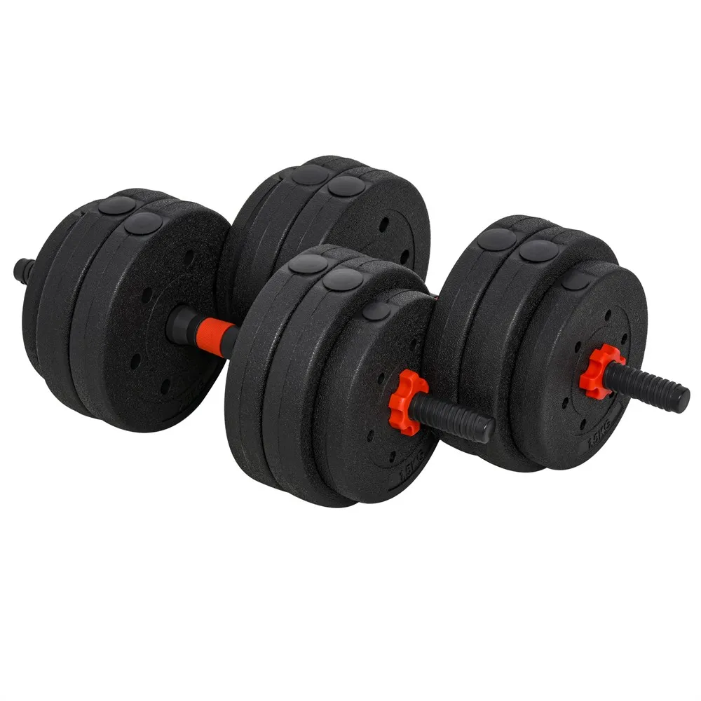 HOMCOM Juego de Mancuernas 2 en 1 de 25 kg Barra Ajustable Entrenamiento de Fuerza y Levantamiento de Pesas Hogar Oficina Negro