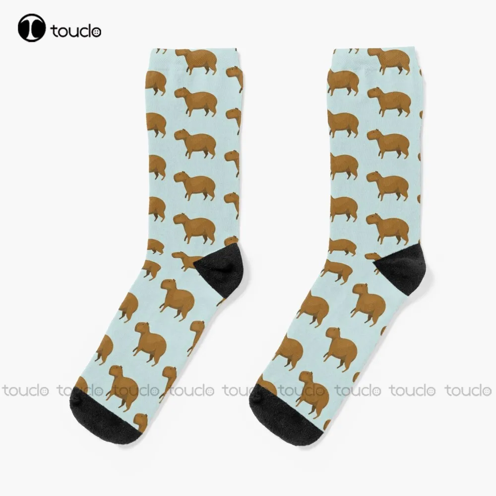 Capybara Illustration Capybara Animal Rodent Wildlife Socks Youth Socks Personalized Custom Unisex Adult Teen Youth Socks