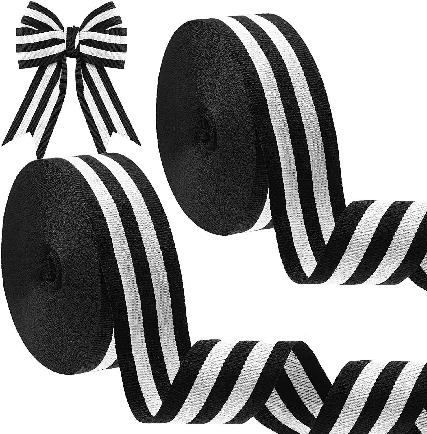 1-4cm Christmas Decoration White and Black Grosgrain Ribbon Snowflake Plaid Stripe Ribbon Candy Cane Garland Gifts Wrapping Bows