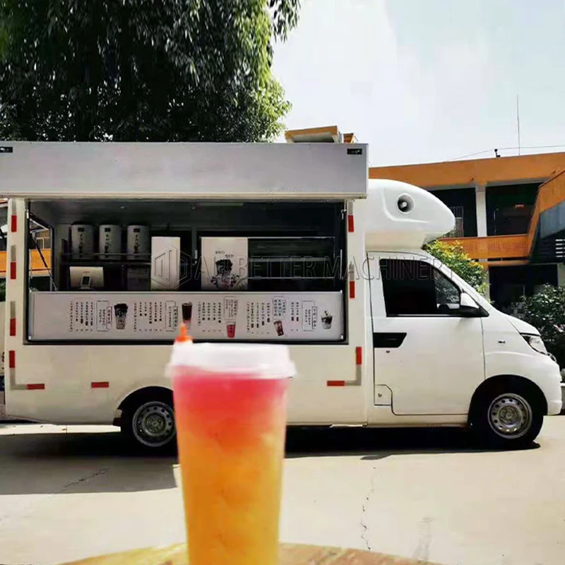 Allbetter Grill Cart Fully Equipped Ice Cream Coffee Van Mobile Kitchen Restaurant Electric Mobile Fast Food Truck for Sale USA