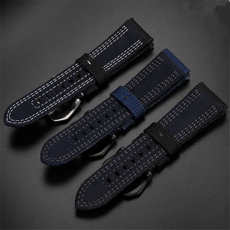 سوار ساعة من قماش النايلون للبانيراي ، سوار معصم أزرق ، سلسلة البحر السمين ، حزام ساعة أمامي ، 42 من من قماش النايلون ، 26 ، NB00984 التسلل #4