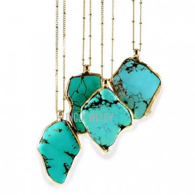 NM40184 Turquoise Slab Necklace Jewelry December Birthstone      