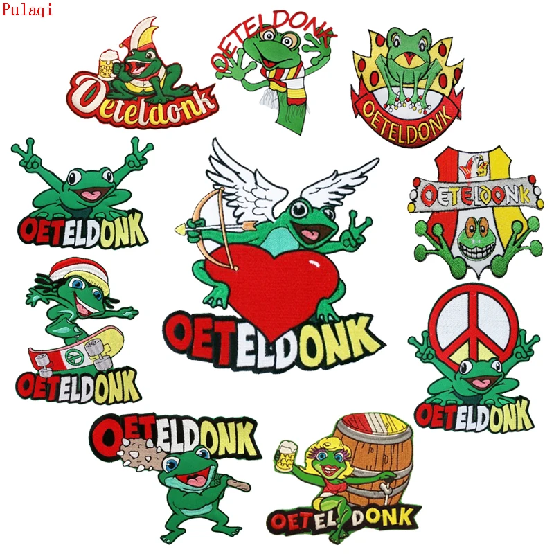 Pulaqi Oeteldonk Emblem Emblems Full Embroidered Frog Carnival For Netherland Iron On Embroidered Clothing Patches For Clothing