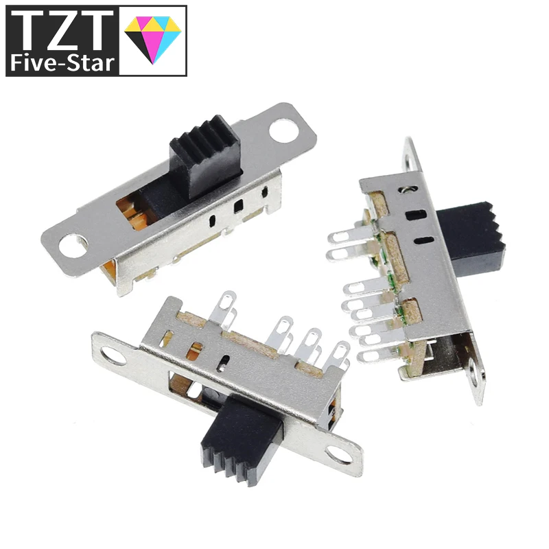 10Pcs SS23E04 Double Toggle Switch 8 Pins 3 files 2P3T DP3T Handle high 5mm small slide switch