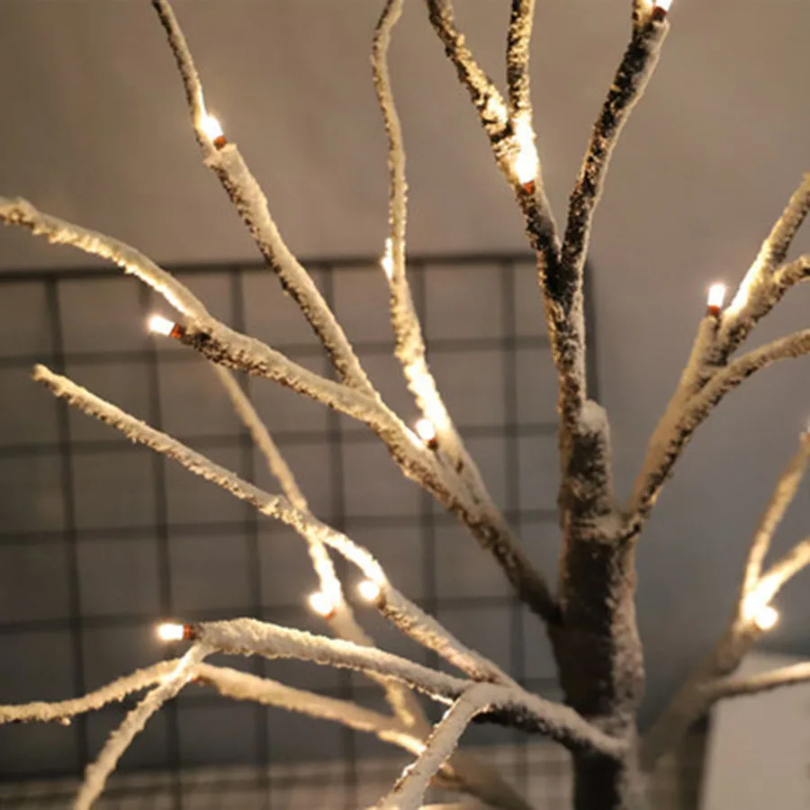 60ซม.LED Birch Tree 24ไฟโต๊ะบอนไซ Birch Tree แบตเตอรี่ขอบคุณพระเจ้าตาราง Decor สำหรับคริสต์มาส