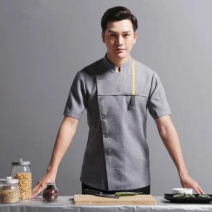 Uniforme de chef unisex de alta calidad, ropa de trabajo de cocina y Hotel, uniforme de Chef de manga corta para restaurante, chaqueta, 2020