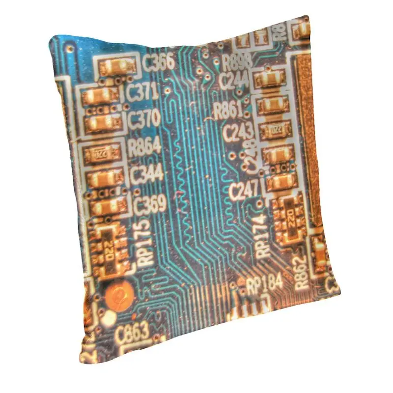 Computer Motherboard Circuit Board Cushion Cover Sofa Home Decor Programmer Tech Pillow Case 45x45cm Decoration Salon