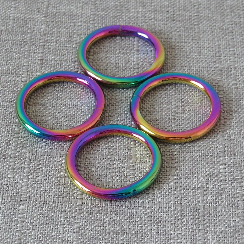 100pcs/Lot metal O ring circular ring Belt clasp buckle Hardware for bag dog pet harness DIY sewing garment accessory Rainbow