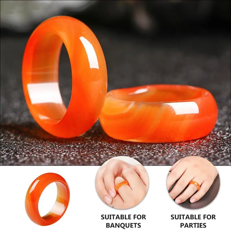 Red Carnelian Crystal Ring and Women Fashion Agate Ring Band Jewelry Plain for Natural Girls Ring