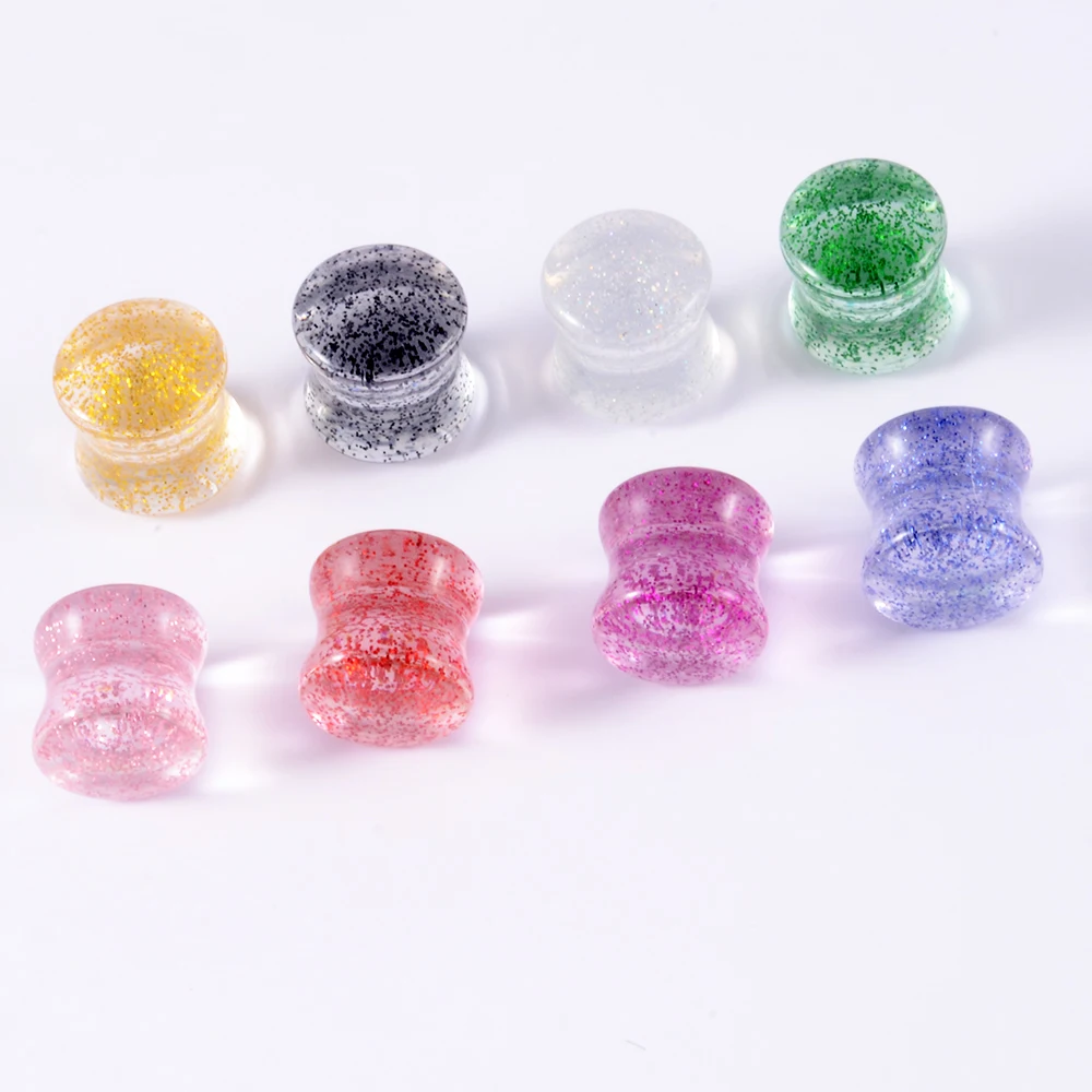 2pcs Acrylic Sequins Ear Gauges Ear Expanders Ear Plug Flesh Tunnel Ear Stretcher Earrings Lobe Women Men Body Piercings Jewelry