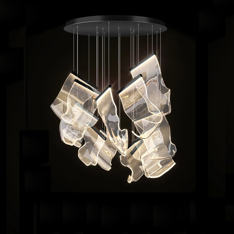 

LED Postmodern Black Love Paper Acryl Chandelier Lighting Lustre Suspension Luminaire Lampen For Dinning Room