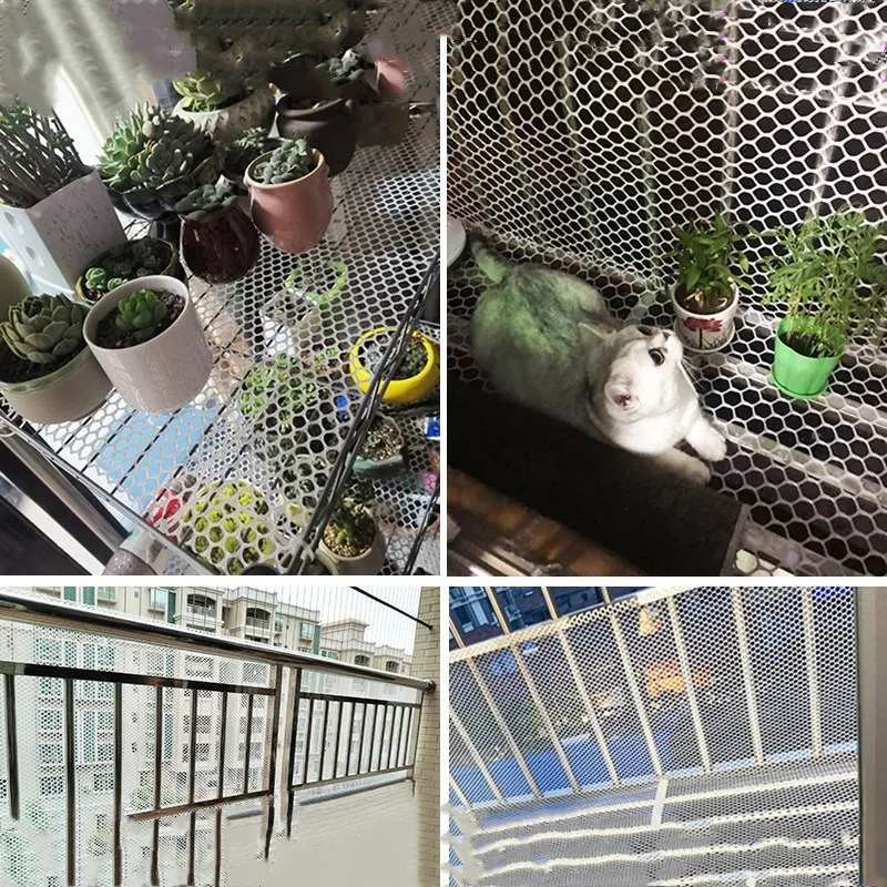 1M White Plastic grid Kids Safety Net Pet Dog Cat Balcony Railing Stairs Protection Net Baby Fence Netting Home Security tool