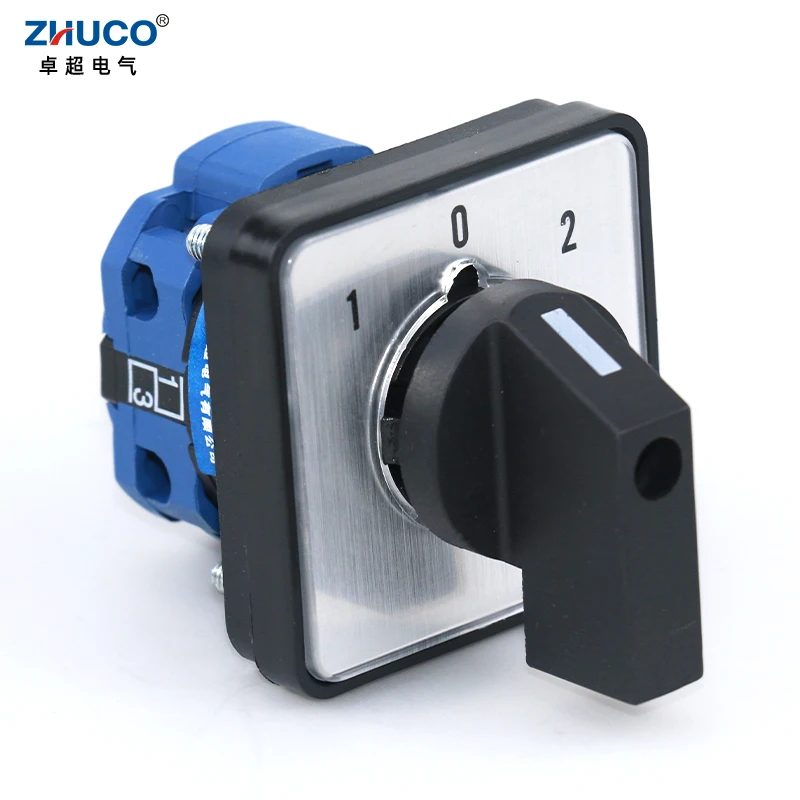 ZHUCO SZW26/LW26-20 20A 660V 1-0-2 One Phase Four Terminals 64X64 48X48 Mm Panel Transfer Rotary Universal Changeover Cam Switch