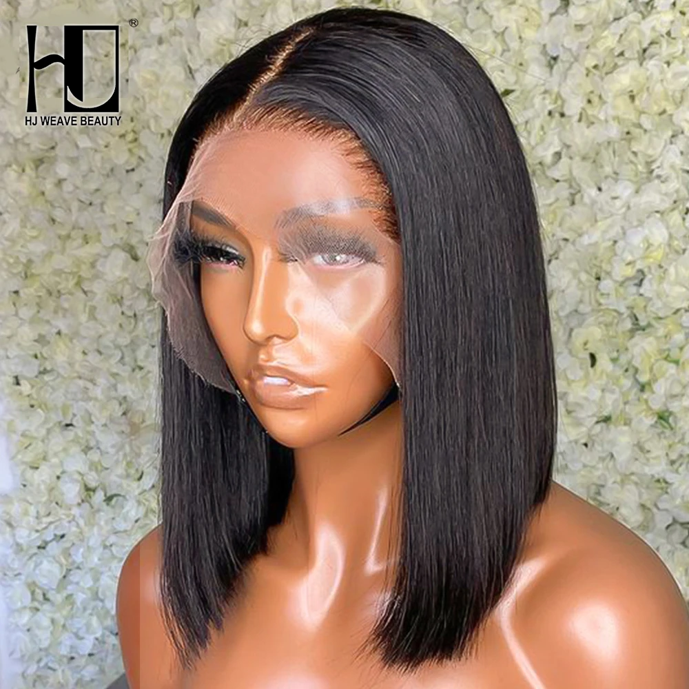 HJ Weave Beauty Bob Wig Lace Front Human Hair Wigs Brazilian Short Bob Wig Preplucked Natural Color Human Hair Lace Frontal Wigs