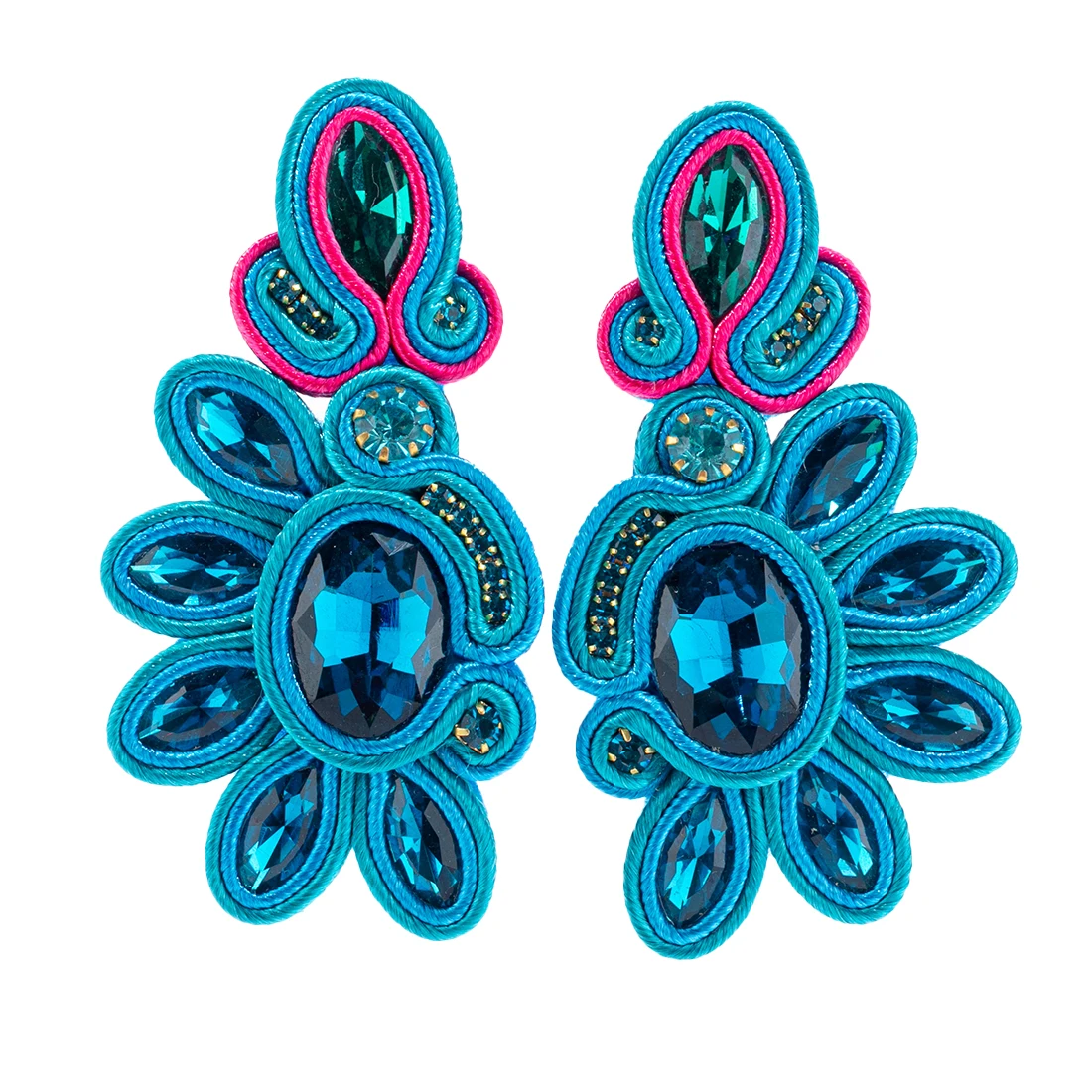 KPacTa Vintage Soutache Handmade Bán Hàng Bông Tai Nữ Tòn Ten Hạt Charm Phụ Kiện Bohemian Soutache Trang Sức Thời Trang Mới 2021